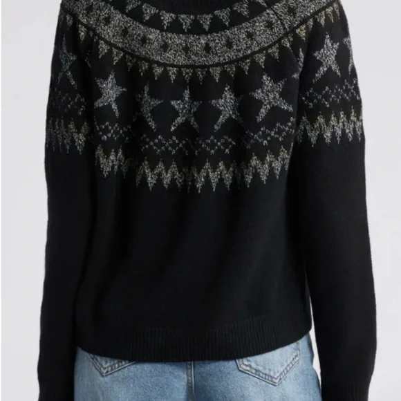 Rails Zoey Fair Isle Metallic Cotton & Wool Blend Sweater - Picture 2 of 7